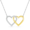 Thumbnail Image 1 of Diamond Accent Double Linked Heart Necklace in Sterling Silver and 14K Gold Plate