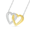 Thumbnail Image 2 of Diamond Accent Double Linked Heart Necklace in Sterling Silver and 14K Gold Plate