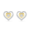 Thumbnail Image 3 of Diamond Accent Double Heart Stud Earrings in Sterling Silver and 14K Gold Plate