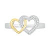 Thumbnail Image 3 of Diamond Accent Double Interlocking Heart Ring in Sterling Silver and 14K Gold Plate