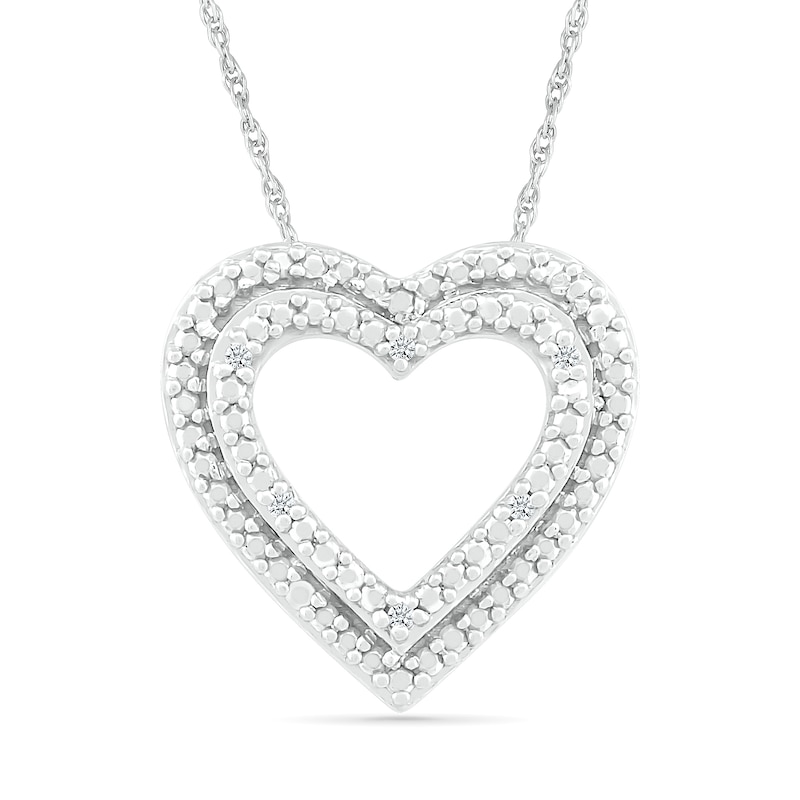 Main Image 1 of Diamond Accent Double Heart Pendant in Sterling Silver