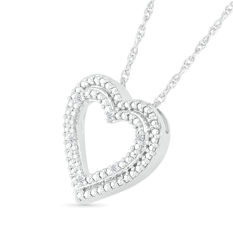 Diamond Accent Double Heart Pendant in Sterling Silver