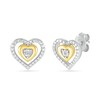Thumbnail Image 1 of Diamond Accent Double Heart Stud Earrings in Sterling Silver and 14K Gold Plate