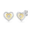 Thumbnail Image 0 of Diamond Accent Double Heart Stud Earrings in Sterling Silver and 14K Gold Plate