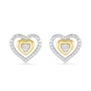 Thumbnail Image 3 of Diamond Accent Double Heart Stud Earrings in Sterling Silver and 14K Gold Plate