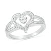 Thumbnail Image 0 of Diamond Accent Heart Open Split Shank Ring in Sterling Silver