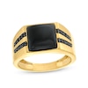 Thumbnail Image 1 of Men's 10.0mm Square Onyx and 1/6 CT. T.W. Black Diamond Double Row Ring in 10K Gold