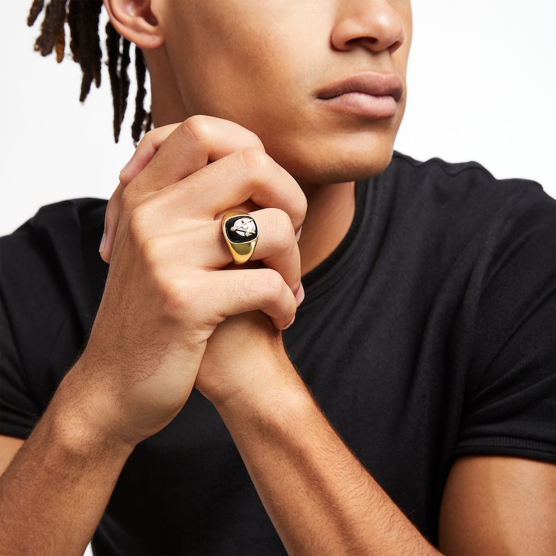 Main Image 2 of Men's Onyx Masonic Signet Ring in 10K Gold