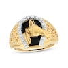 Thumbnail Image 1 of Men's Onyx and 1/8 CT. T.W. Diamond Horse Nugget Ring in 10K Gold