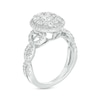 Thumbnail Image 3 of 1-1/2 CT. T.W. Oval-Shaped Multi-Diamond Frame Twist Shank Engagement Ring in 14K White Gold (I/I2)