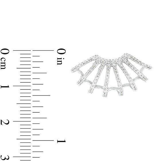 1/2 CT. T.w. Diamond Multi-Row Flared Burst J-Hoop Earrings in Sterling Silver