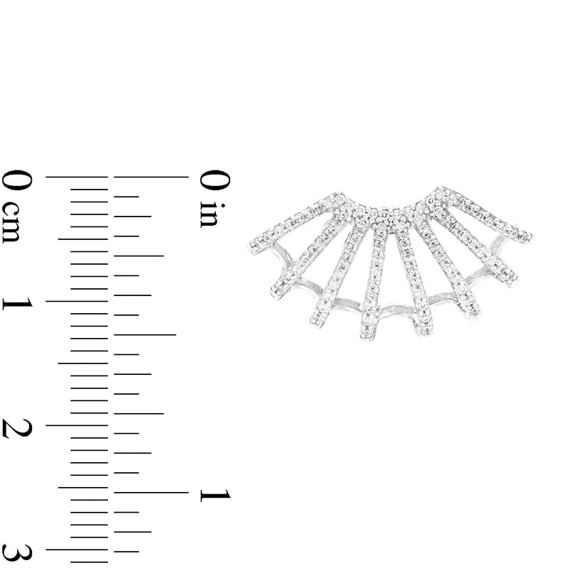 Main Image 3 of 1/2 CT. T.W. Diamond Multi-Row Flared Burst J-Hoop Earrings in Sterling Silver