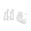 Thumbnail Image 1 of 3/4 CT. T.W. Diamond Four Stem J-Hoop Earrings in Sterling Silver