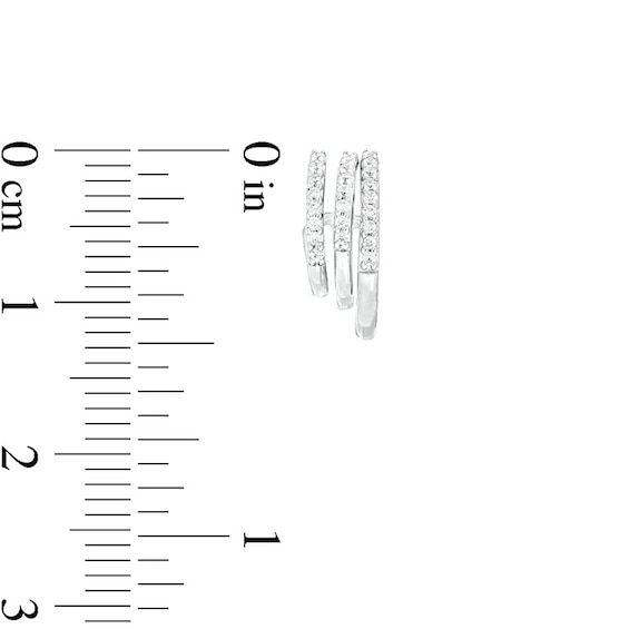1/6 CT. T.w. Diamond Graduated Triple Row J-Hoop Earrings in Sterling Silver