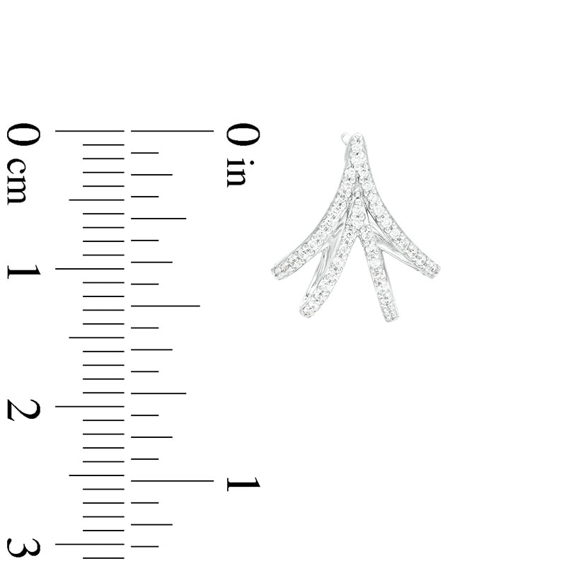 Main Image 3 of 1/4 CT. T.W. Diamond Double "V" J-Hoop Earrings in Sterling Silver