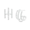 Thumbnail Image 1 of 1/4 CT. T.W. Diamond Triple Stem J-Hoop Earrings in Sterling Silver