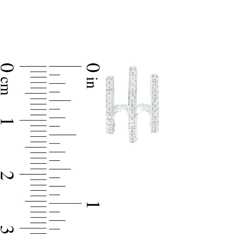 Main Image 3 of 1/4 CT. T.W. Diamond Triple Stem J-Hoop Earrings in Sterling Silver
