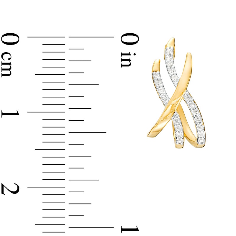 Main Image 3 of 1/10 CT. T.W. Diamond Triple Swirl J-Hoop Earrings in Sterling Silver with 14K Gold Plate