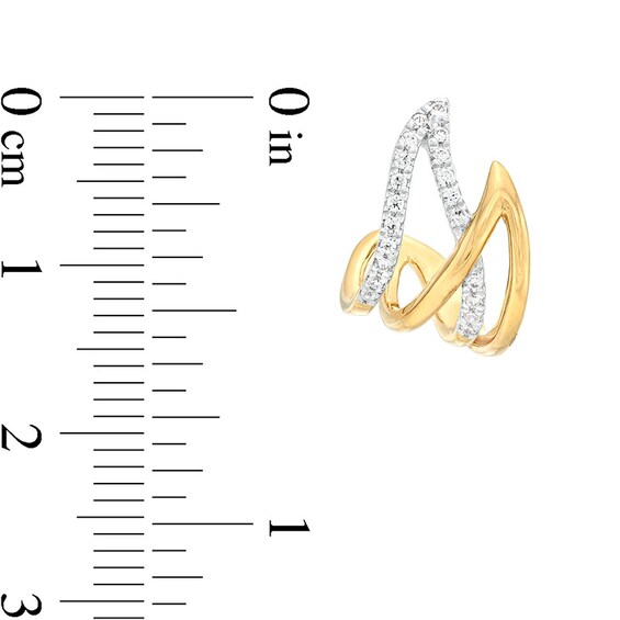 1/5 CT. T.w. Diamond Double Flame J-Hoop Earrings in 10K Gold