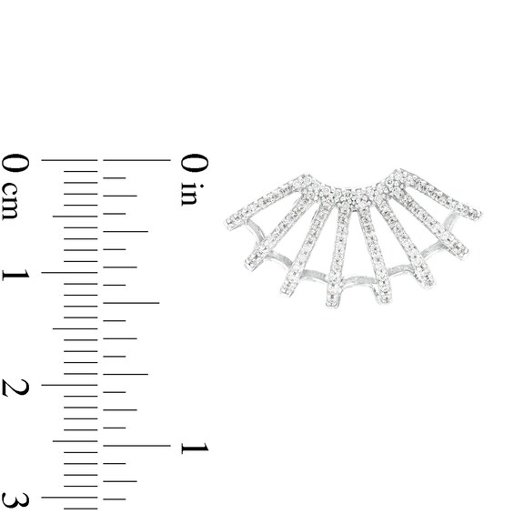 1/2 CT. T.w. Diamond Multi-Row Flared Burst J-Hoop Earrings in Sterling Silver