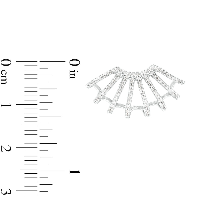 Main Image 3 of 1/2 CT. T.W. Diamond Multi-Row Flared Burst J-Hoop Earrings in Sterling Silver