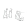 Thumbnail Image 1 of 3/4 CT. T.W. Diamond Four Stem J-Hoop Earrings in Sterling Silver