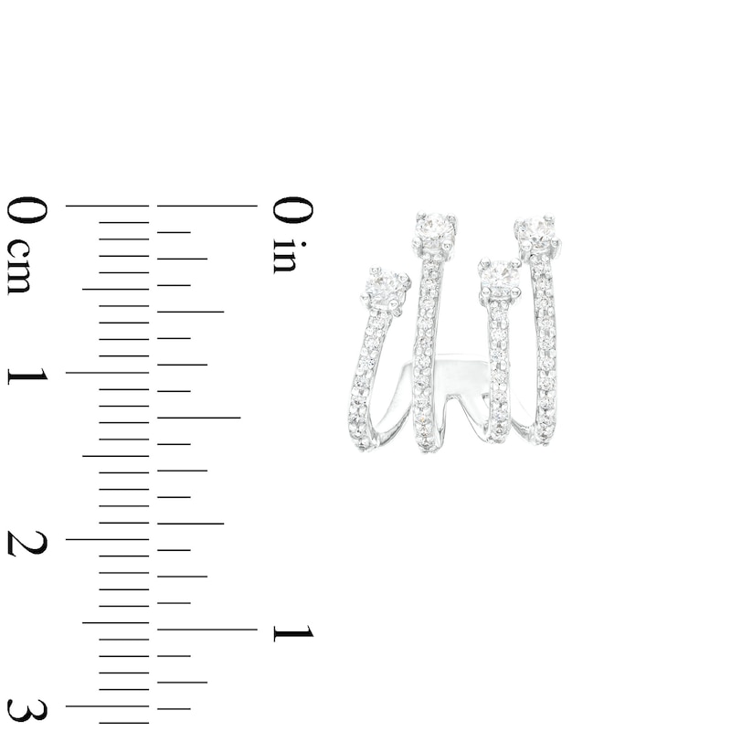Main Image 3 of 3/4 CT. T.W. Diamond Four Stem J-Hoop Earrings in Sterling Silver