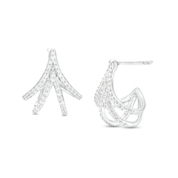 1/4 CT. T.W. Diamond Double "V" J-Hoop Earrings in Sterling Silver