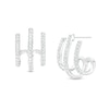 1/4 CT. T.W. Diamond Triple Stem J-Hoop Earrings in Sterling Silver