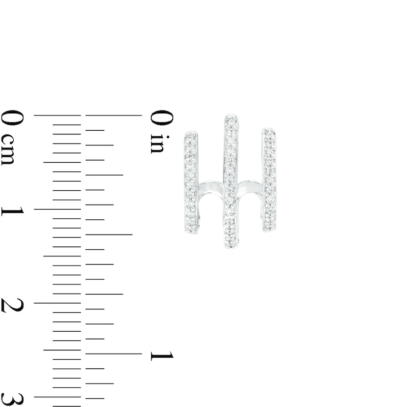 Main Image 3 of 1/4 CT. T.W. Diamond Triple Stem J-Hoop Earrings in Sterling Silver