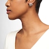1/3 CT. T.W. Diamond Flared Multi-Row Beaded J-Hoop Earrings in Sterling Silver with 14K Gold Plate