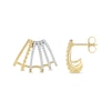 Thumbnail Image 3 of 1/3 CT. T.W. Diamond Flared Multi-Row Beaded J-Hoop Earrings in Sterling Silver with 14K Gold Plate