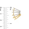 Thumbnail Image 4 of 1/3 CT. T.W. Diamond Flared Multi-Row Beaded J-Hoop Earrings in Sterling Silver with 14K Gold Plate