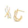 Thumbnail Image 1 of 1/10 CT. T.W. Diamond Triple Swirl J-Hoop Earrings in Sterling Silver with 14K Gold Plate