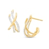 Thumbnail Image 0 of 1/10 CT. T.W. Diamond Triple Swirl J-Hoop Earrings in Sterling Silver with 14K Gold Plate