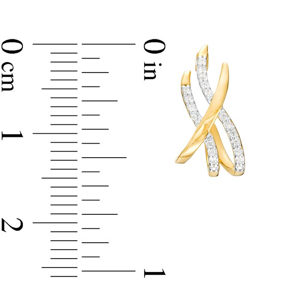 1/10 CT. T.w. Diamond Triple Swirl J-Hoop Earrings in Sterling Silver with 14K Gold Plate