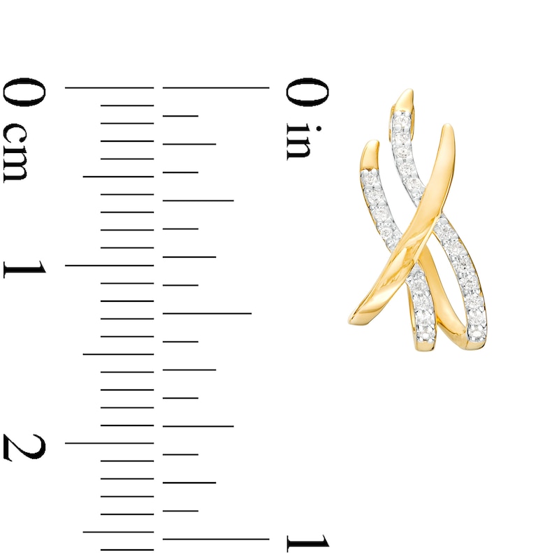 1/10 CT. T.W. Diamond Triple Swirl J-Hoop Earrings in Sterling Silver with 14K Gold Plate