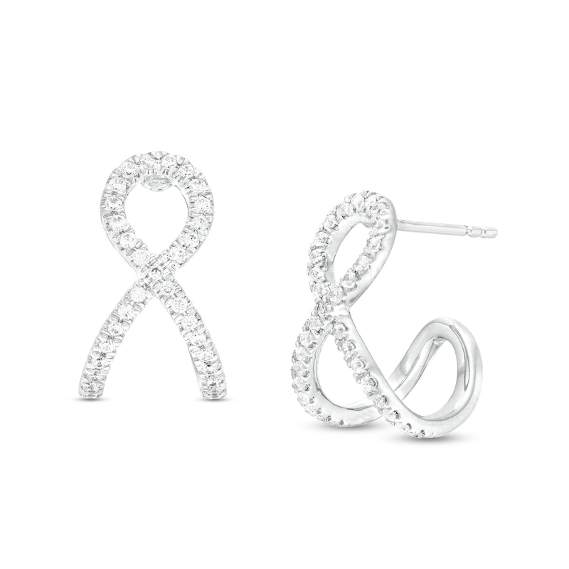 1/3 CT. T.W. Diamond Loop J-Hoop Earrings in Sterling Silver