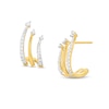 1/4 CT. T.W. Diamond Curved Triple-Row J-Hoop Earrings in Sterling Silver with 14K Gold Plate