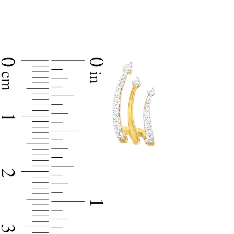 1/4 CT. T.W. Diamond Curved Triple-Row J-Hoop Earrings in Sterling Silver with 14K Gold Plate