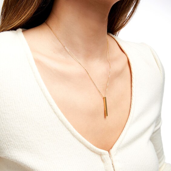"Love Forever" Script Cartouche Pendant in 14K Gold