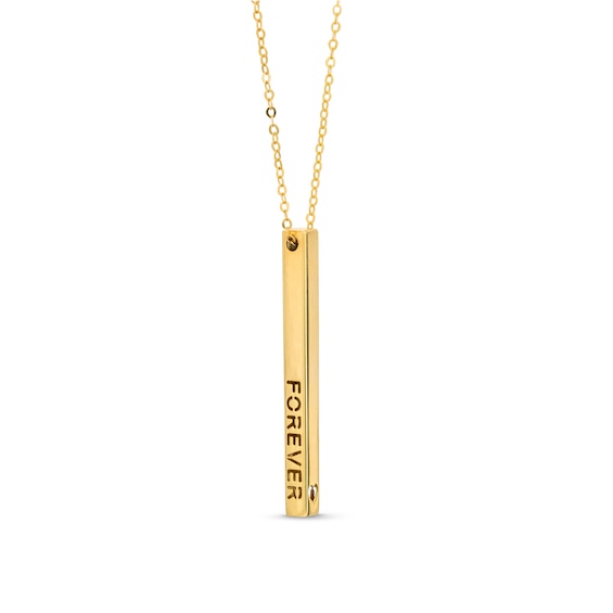 "Love Forever" Script Cartouche Pendant in 14K Gold