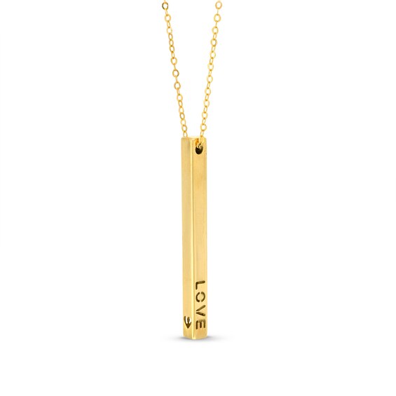 "Love Forever" Script Cartouche Pendant in 14K Gold