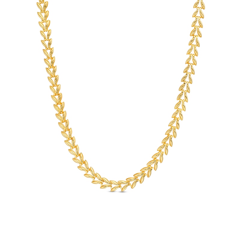 Main Image 1 of 4.06mm Laurel Leaf Stampato Chain Choker Necklace in Hollow 10K Gold – 16"