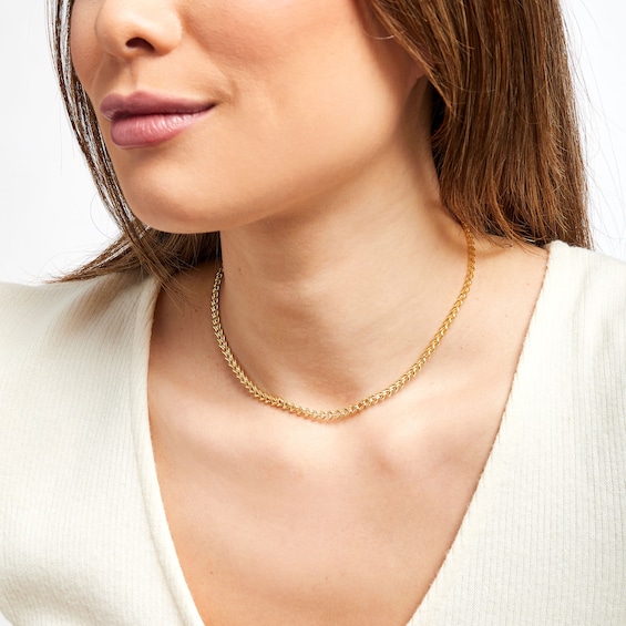 4.06mm Laurel Leaf Stampato Chain Choker Necklace in Hollow 10K Gold – 16"