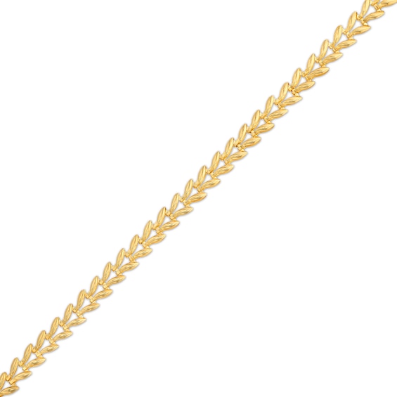 4.06mm Laurel Leaf Stampato Chain Bracelet in Hollow 10K Gold â 7.5"