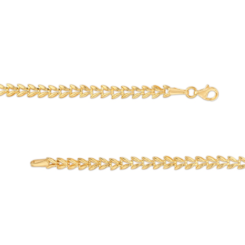 Main Image 3 of 4.06mm Laurel Leaf Stampato Chain Bracelet in Hollow 10K Gold – 7.5"