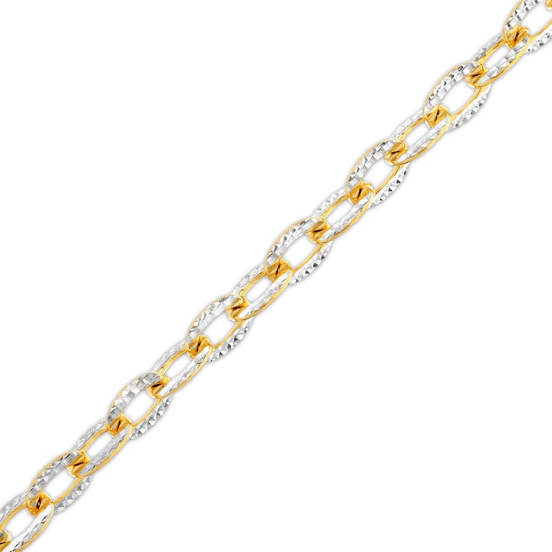 Main Image 1 of 6.29mm Diamond-Cut Cable Chain Bracelet in Solid 10K Two-Tone Gold - 8.0"