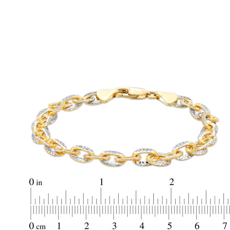 Main Image 4 of 6.29mm Diamond-Cut Cable Chain Bracelet in Solid 10K Two-Tone Gold - 8.0"