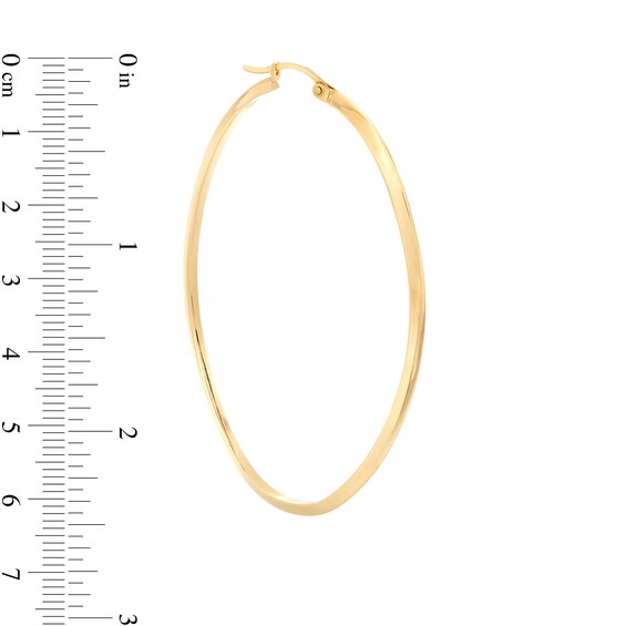 60.0mm Knife Edge Tube Oval Hoop Earrings in 10K Gold